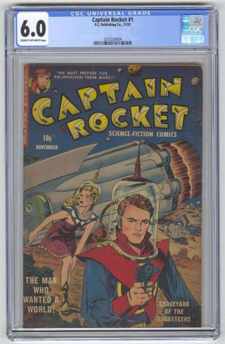 Captain Rocket 1 Cgc 6.  0 Vintage P.  I.  Pub Comic Scifi Golden Age 10c