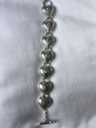 Tiffany Vintage 1994 Solid Silver 18k Yellow Gold Heart & Padlock Bracelet