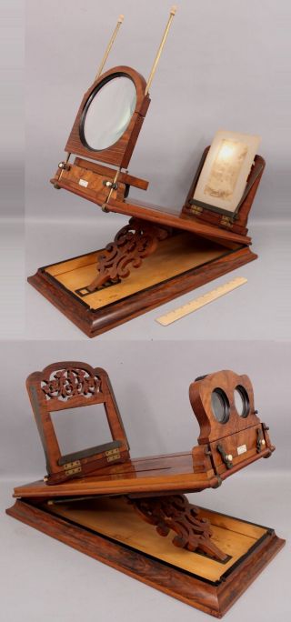 Antique Rosewood Stereoscope Zograscope Graphoscope Stereoscopic Card Viewer