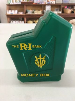 Vintage R&i Bank Money Box W Coins