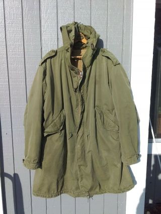 Vintage Us Military Issued M - 1951 Fishtail Parka With Liner Men 
