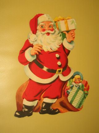 Vintage Christmas Cardboard Santa Card