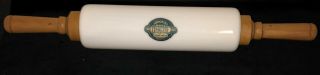 Imperial Opalite White Glass Rolling Pin W/wooden Handles & Label