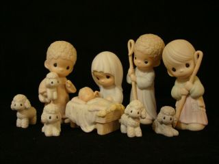 Precious Moments - 9 Piece Large Nativity Set With Tape & Box - $160v