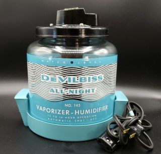 Vintage Vaporizer Humidifier Devilbiss Aqua Blue Model 145,  Box