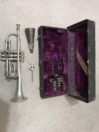 Vintage King Master Model Trumpet By H N White (c With Rotating Valve To Bb)