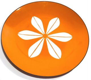 Cathrineholm Norway Mid Century Modern Enamel Lotus Pattern 12 " Plate Orange