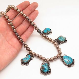 Old Pawn Vintage 925 Sterling Silver Bisbee Turquoise Gem Navajo Pearl Necklace
