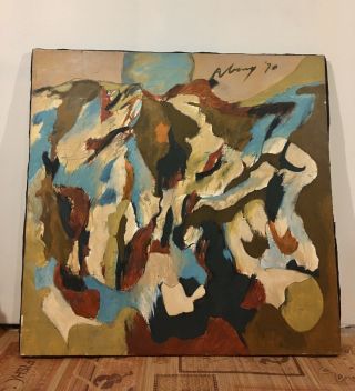 Large 48” Mid Century Oil Painting By Listed Artist Albert C Abany 1970