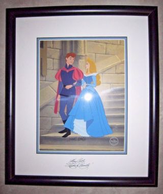 Disney Cel Sleeping Beauty - Phillip & Aurora - Signed By Marc Davis Framed