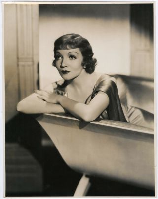 1930s Claudette Colbert Large Art Deco Hollywood Glamour Photograph