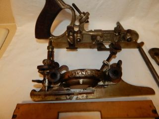 VINTAGE STANLEY NO.  55 COMBINATION WOODWORKING PLANE & 4 BOXES OF CUTTERS 2