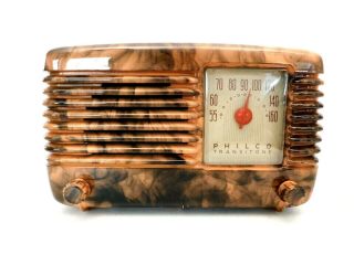 Vintage 1940s Philco Art Deco & Swirled Catalin Colors Bakelite Tube Radio Plays