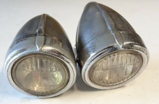 Pair Vintage Prewar Delta Bicycle Silveray Lights