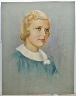 R Kloos Stunning Pastel Portrait Of A Young Girl C 1940s - 1950