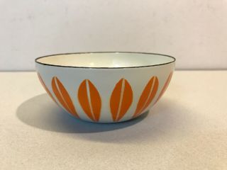 Cathrineholm 4” White Orange Lotus Bowl Metal Enamel Mid - Century Modern Norway