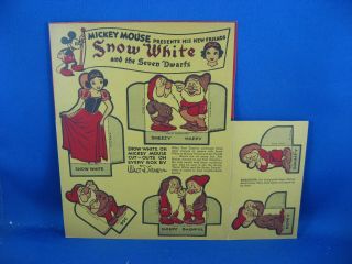 Snow White Seven Dwarfs Cereal Box Promo Mickey Mouse 1938 Post Toasties