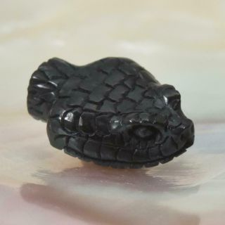 Snake Head Bead Buffalo Horn Art Carving For Bracelet Or Necklace Handmade 1.  45g