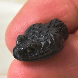 Snake Head Bead Buffalo Horn Art Carving for Bracelet or Necklace Handmade 1.  45g 2