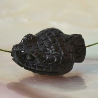 Snake Head Bead Buffalo Horn Art Carving for Bracelet or Necklace Handmade 1.  45g 3