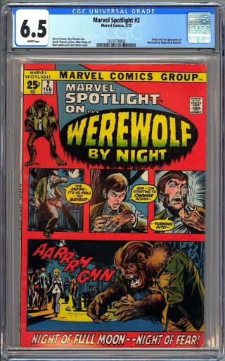 Marvel Spotlight 2 - Cgc 6.  5 Wp Fn,  First Werewolf By Night Jack Russell