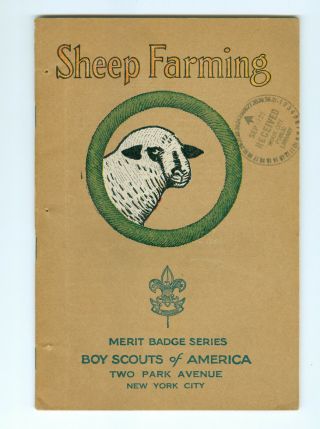 Sheep Farming Tan Merit Badge Book Copyright 1929,  Printed July,  1929