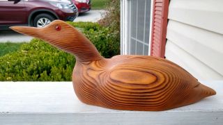 Large (almost) Vintage (2001) Hand Carved Wooden Duck (grebe)