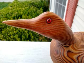 Large (almost) Vintage (2001) hand Carved Wooden Duck (Grebe) 2
