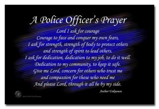 Thin Blue Line Flag Police Officer Prayer 8x12 Inch Aluminum Sign