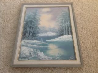 Oil On Canvas Painting By Vivian Shew 1988 Winter Scene