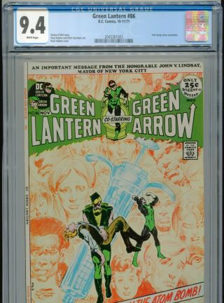 1971 Dc Green Lantern 86 Neal Adams Anti - Drug Story Cgc 9.  4 White Box4