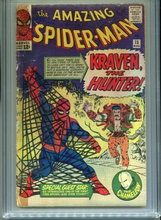 1964 MARVEL THE SPIDER - MAN 15 1ST APPEARANCE KRAVEN PGX 3.  0 OW CGC IT 2