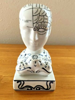 Authentic Models Creswell Oregon Porcelain Phrenology Head Bust Ink Well Inkwell