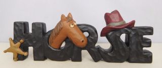 Horse - Resin Block With A Cowboy Hat & A Horse 