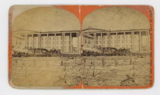 1878 Cape May,  N.  J.  Stereoview,  Stockton House Bath Houses After The Fire