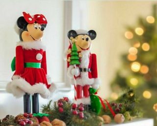 Disney Christmas Santa Mickey Mouse & Minnie Mouse Nutcracker Figure - 24 "