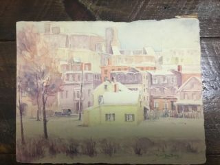 Watercolor Of Huntington Ave Boston “the Last Snow Of 1933” Km Bondero