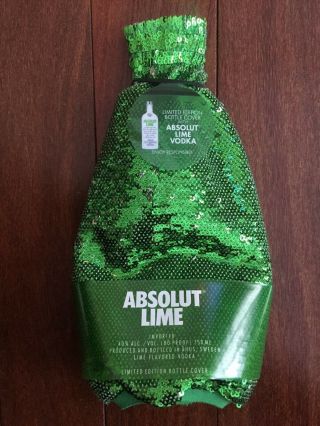 Absolut Lime Vodka Limited Edition Bottle Cover 750ml Green & Silver Sequins