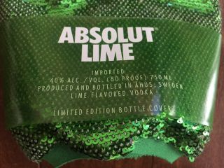 ABSOLUT Lime Vodka Limited Edition Bottle Cover 750ml Green & Silver Sequins 2