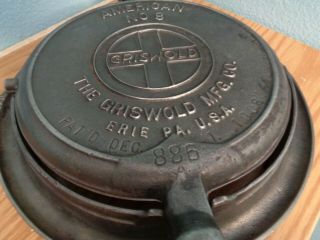 1908 Griswold Cast Iron No.  8 Waffle Iron 885 B,  886a,  975d Erie Pa,  U.  S.  A