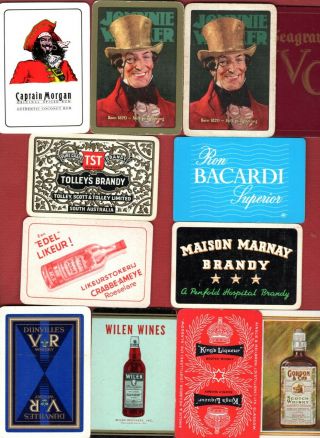 12 Single Swap Playing Cards Liquor Ads Whisky Scotch Rum Brandy Wine Vintage