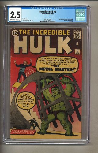 Incredible Hulk 6 (cgc 2.  5) Ow/w Pages; 1st App.  Teen Brigade; Ditko (c 26728)