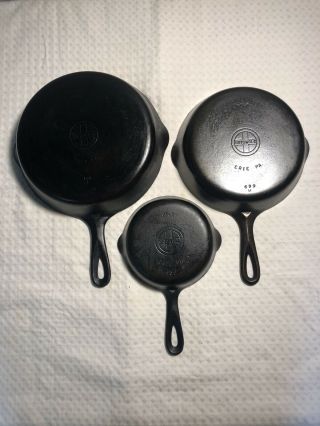 3 Griswold Small Logo Cast Iron Skillets 3,  6,  8 2
