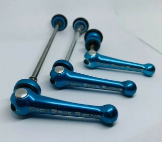 Cook Brothers Racing Blue Anodized Quick Release Set Wheels & Seatpost Vintage