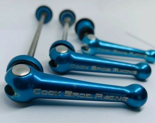Cook Brothers Racing Blue Anodized Quick Release Set Wheels & Seatpost Vintage 3
