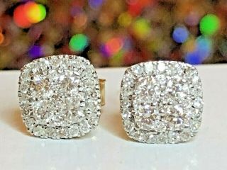 Estate Vintage 14k Gold Natural Diamond Earrings Wedding Appraisal Halo India