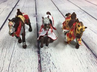 3 Papo Medieval Horses Figures Toy Fantasy Pretend Play 2006 & 2008 Dragon
