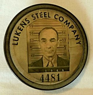 Whitehead & Hoag Pinback Crucible Steel Co.  Labelle 654 Employee Badge 15