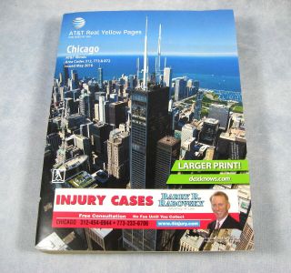 2016 Chicago Yellow Pages W/white Pages At&t Telephone Book Usa