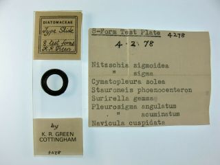 Vintage Microscope Slide By K.  R.  Green.  Type Slide.  Diatoms.  8 Form Test Plate.